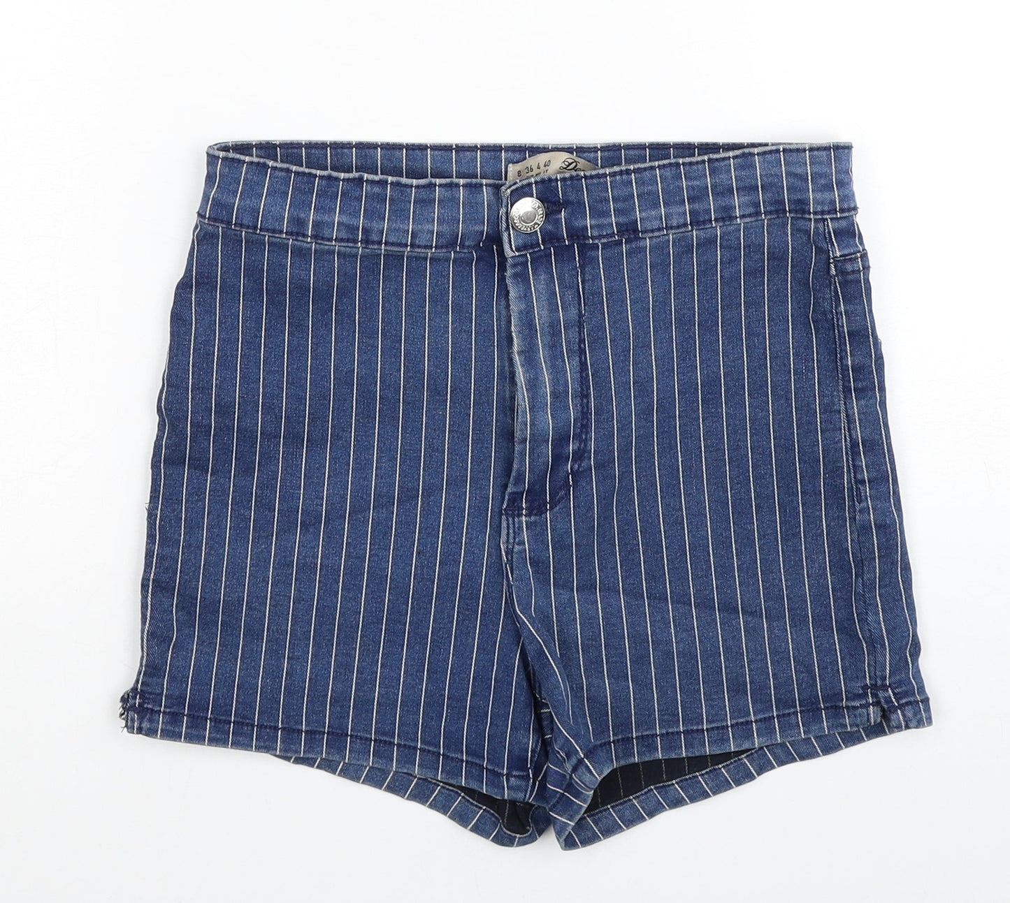 Denim & Co. Womens Blue Striped Cotton Hot Pants Shorts Size 8 Regular Zip