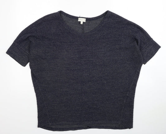 Apricot Womens Blue Round Neck Acrylic Pullover Jumper Size S