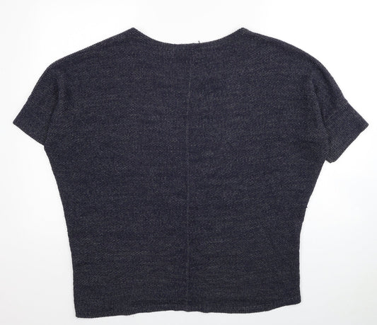 Apricot Womens Blue Round Neck Acrylic Pullover Jumper Size S