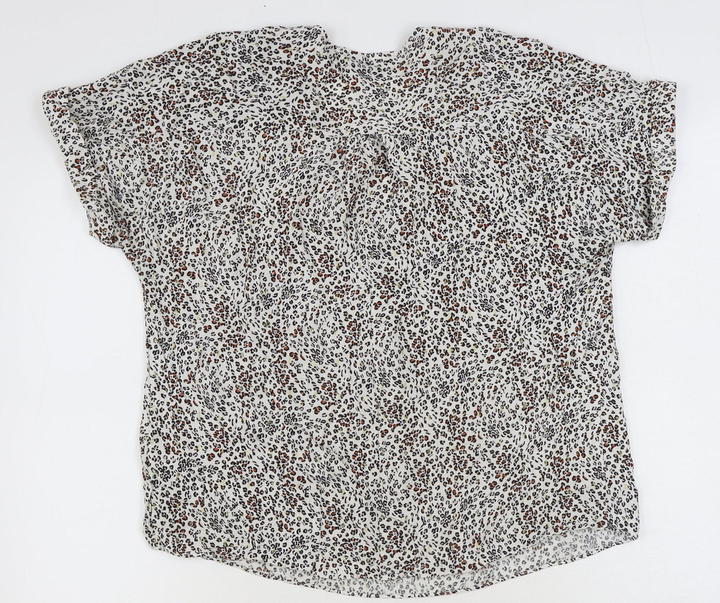 Papaya Womens Ivory Animal Print Viscose Basic Blouse Size 14 V-Neck