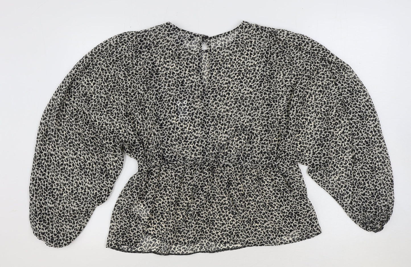 Primark Womens Multicoloured Animal Print Polyester Basic Blouse Size 12 Round Neck - Leopard Print