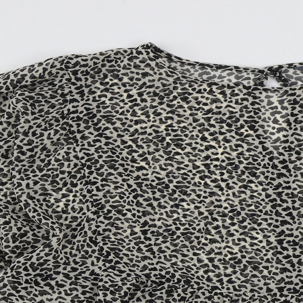 Primark Womens Multicoloured Animal Print Polyester Basic Blouse Size 12 Round Neck - Leopard Print