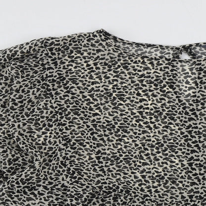 Primark Womens Multicoloured Animal Print Polyester Basic Blouse Size 12 Round Neck - Leopard Print