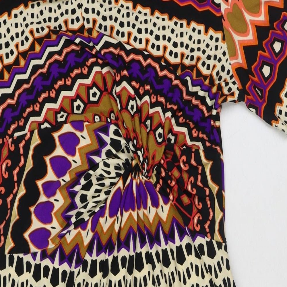 Marks and Spencer Womens Multicoloured Geometric Polyester Bodycon Size 16 Round Neck Pullover