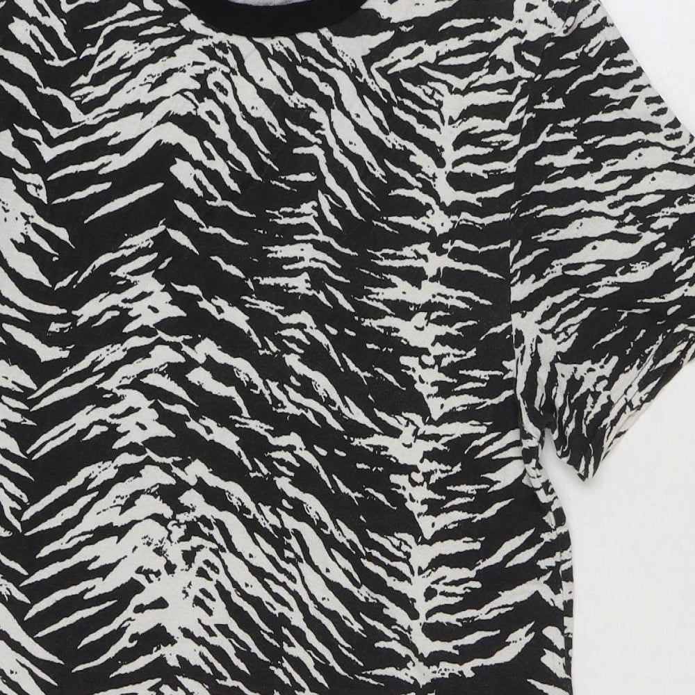 PRETTYLITTLETHING Womens Multicoloured Animal Print Viscose T-Shirt Dress Size 4 Round Neck Pullover - Zebra Pattern