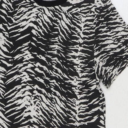PRETTYLITTLETHING Womens Multicoloured Animal Print Viscose T-Shirt Dress Size 4 Round Neck Pullover - Zebra Pattern