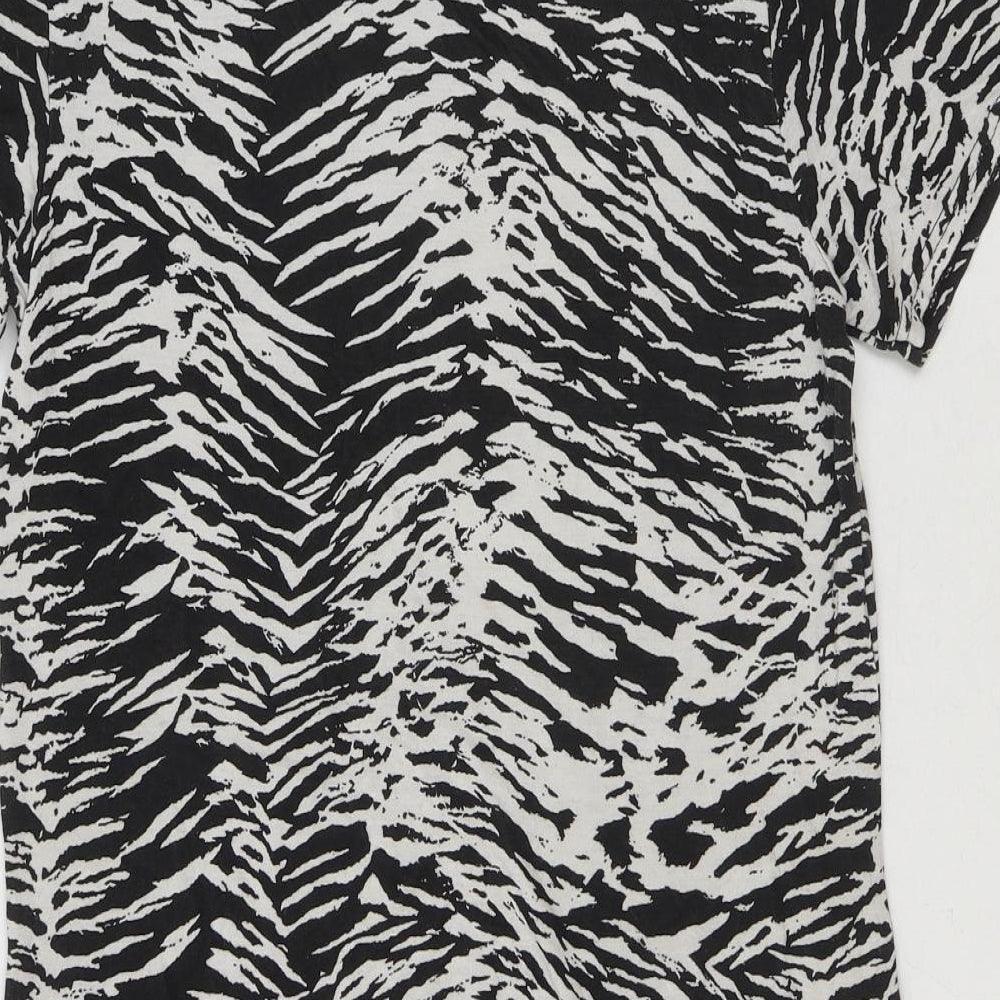 PRETTYLITTLETHING Womens Multicoloured Animal Print Viscose T-Shirt Dress Size 4 Round Neck Pullover - Zebra Pattern