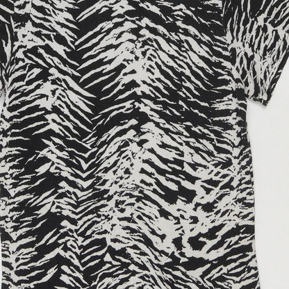 PRETTYLITTLETHING Womens Multicoloured Animal Print Viscose T-Shirt Dress Size 4 Round Neck Pullover - Zebra Pattern