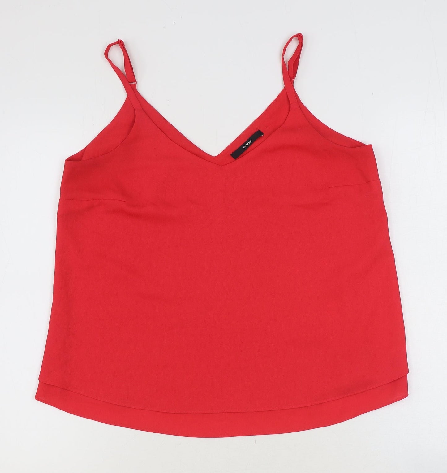 George Womens Red Polyester Basic Tank Size 12 V-Neck