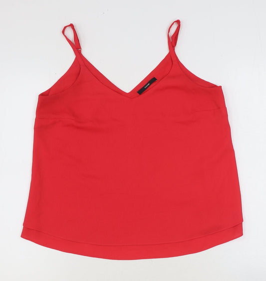 George Womens Red Polyester Basic Tank Size 12 V-Neck