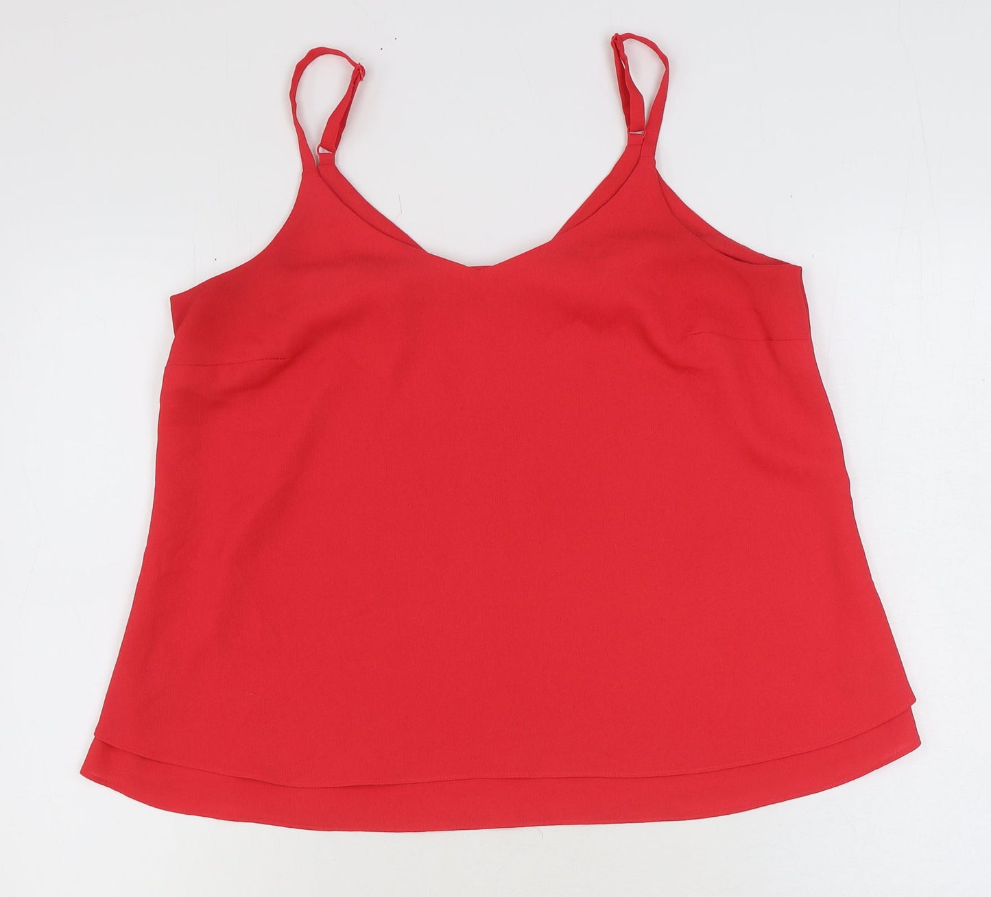 George Womens Red Polyester Basic Tank Size 12 V-Neck