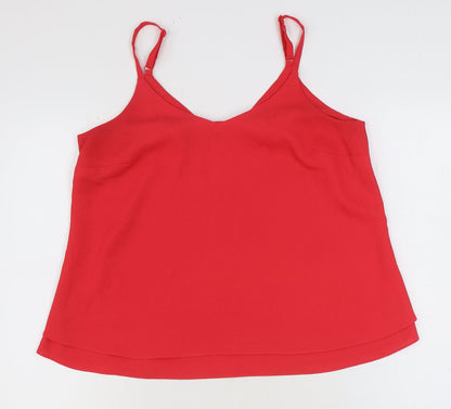 George Womens Red Polyester Basic Tank Size 12 V-Neck