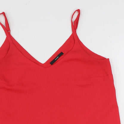 George Womens Red Polyester Basic Tank Size 12 V-Neck
