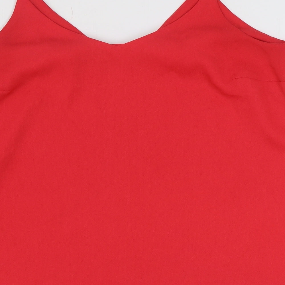 George Womens Red Polyester Basic Tank Size 12 V-Neck