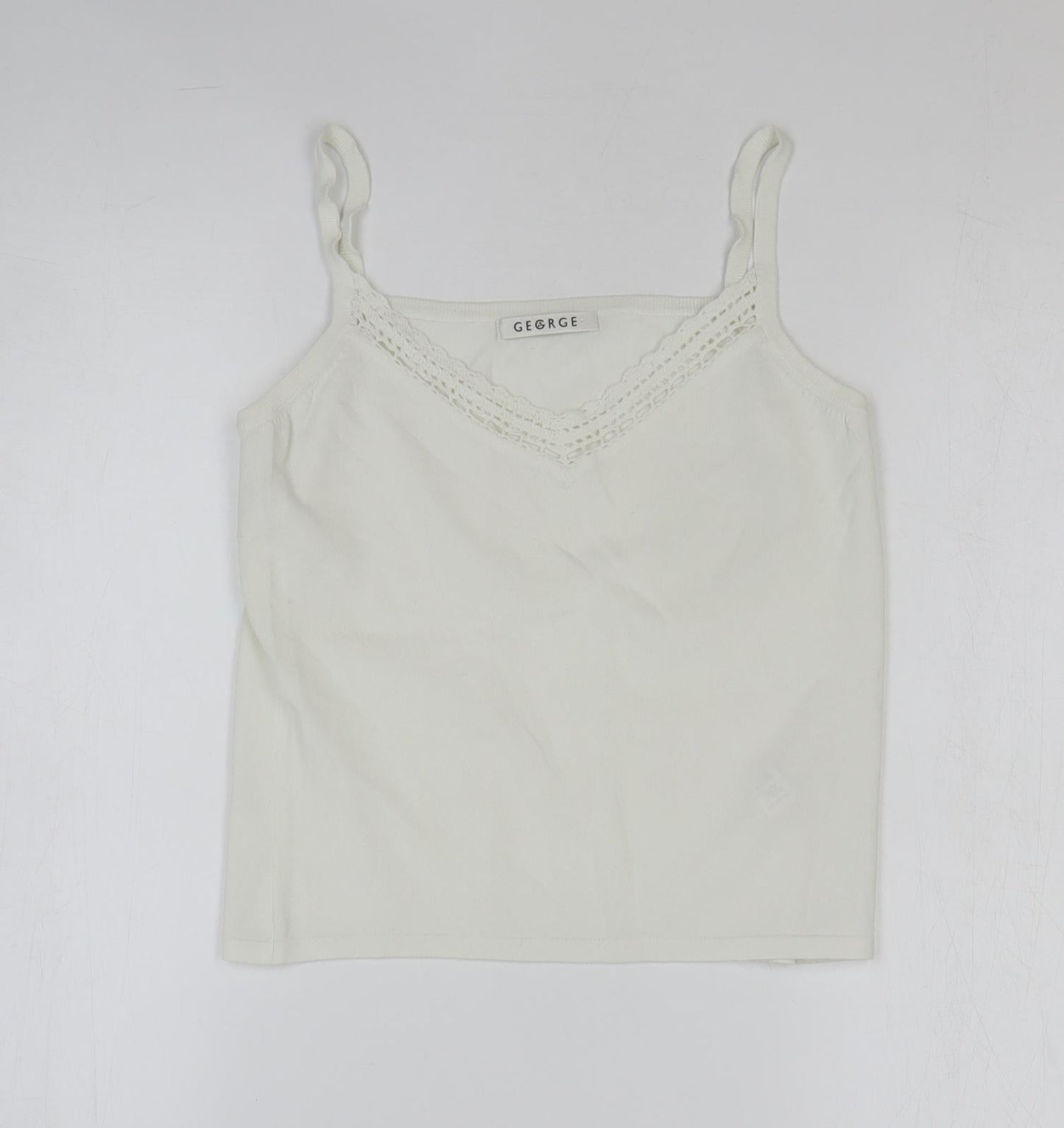 George Womens White Nylon Basic Tank Size 14 V-Neck