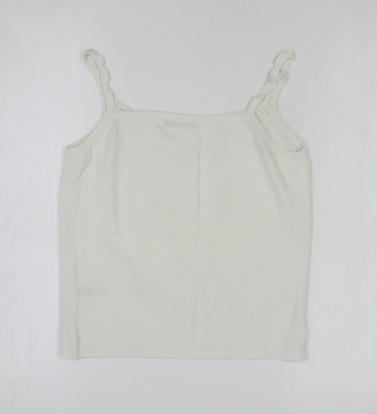 George Womens White Nylon Basic Tank Size 14 V-Neck
