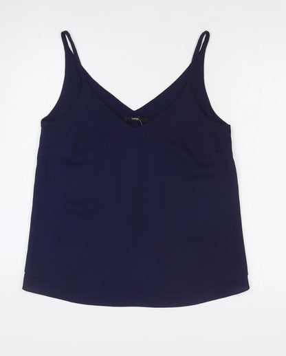 George Womens Blue Polyester Basic Tank Size 10 V-Neck