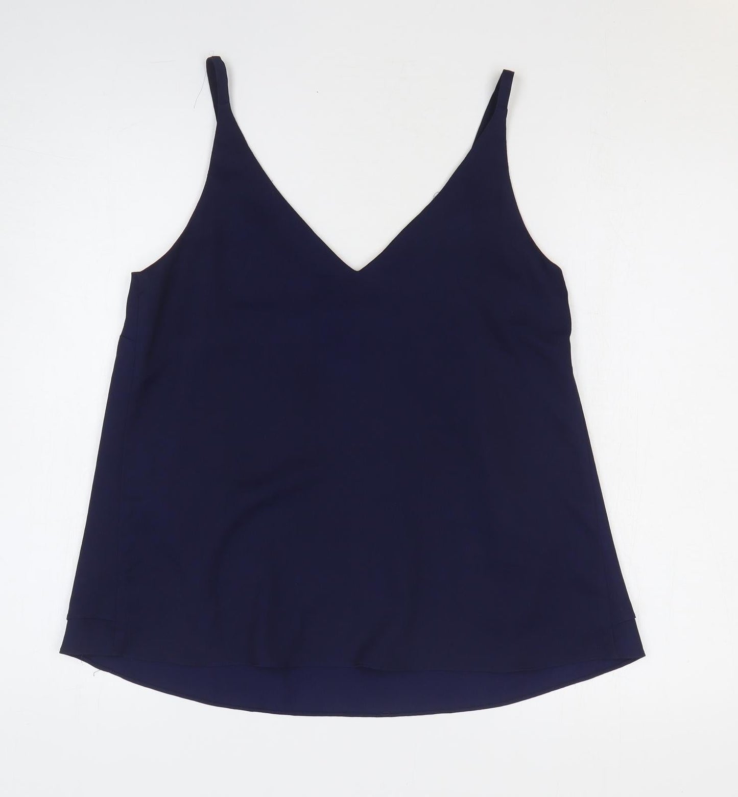George Womens Blue Polyester Basic Tank Size 10 V-Neck