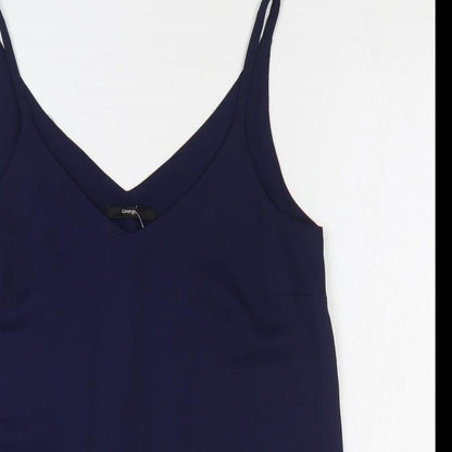 George Womens Blue Polyester Basic Tank Size 10 V-Neck