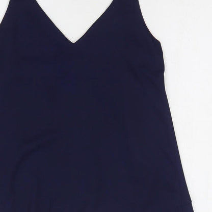 George Womens Blue Polyester Basic Tank Size 10 V-Neck
