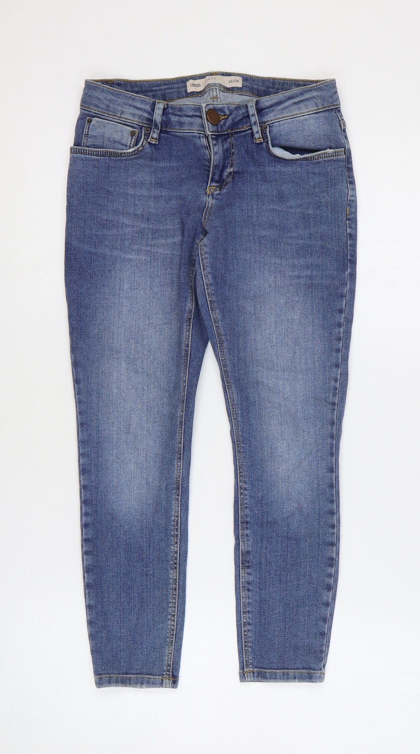 ASOS Womens Blue Cotton Skinny Jeans Size 26 in L26 in Regular Zip