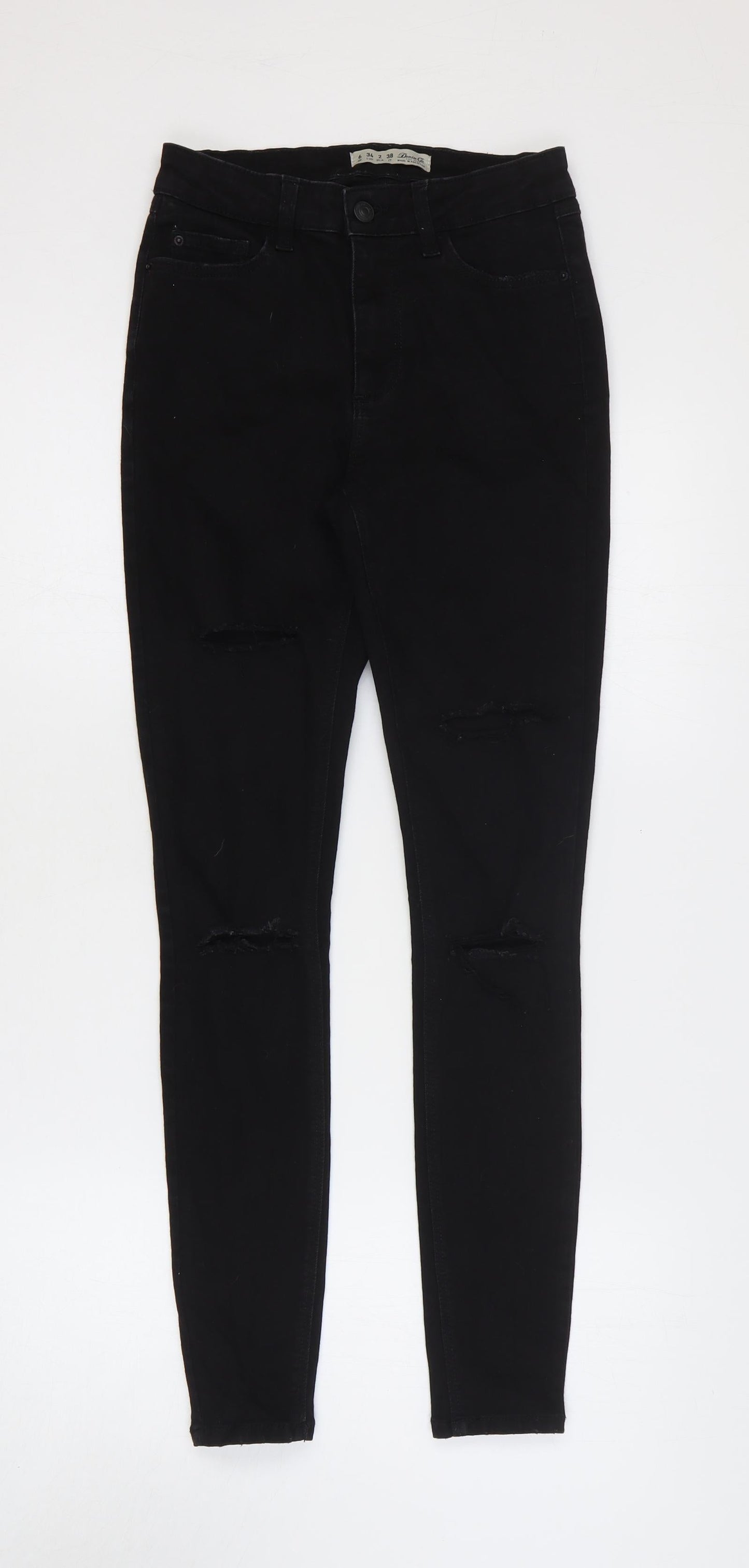 Denim & Co. Womens Black Cotton Skinny Jeans Size 6 Regular Zip