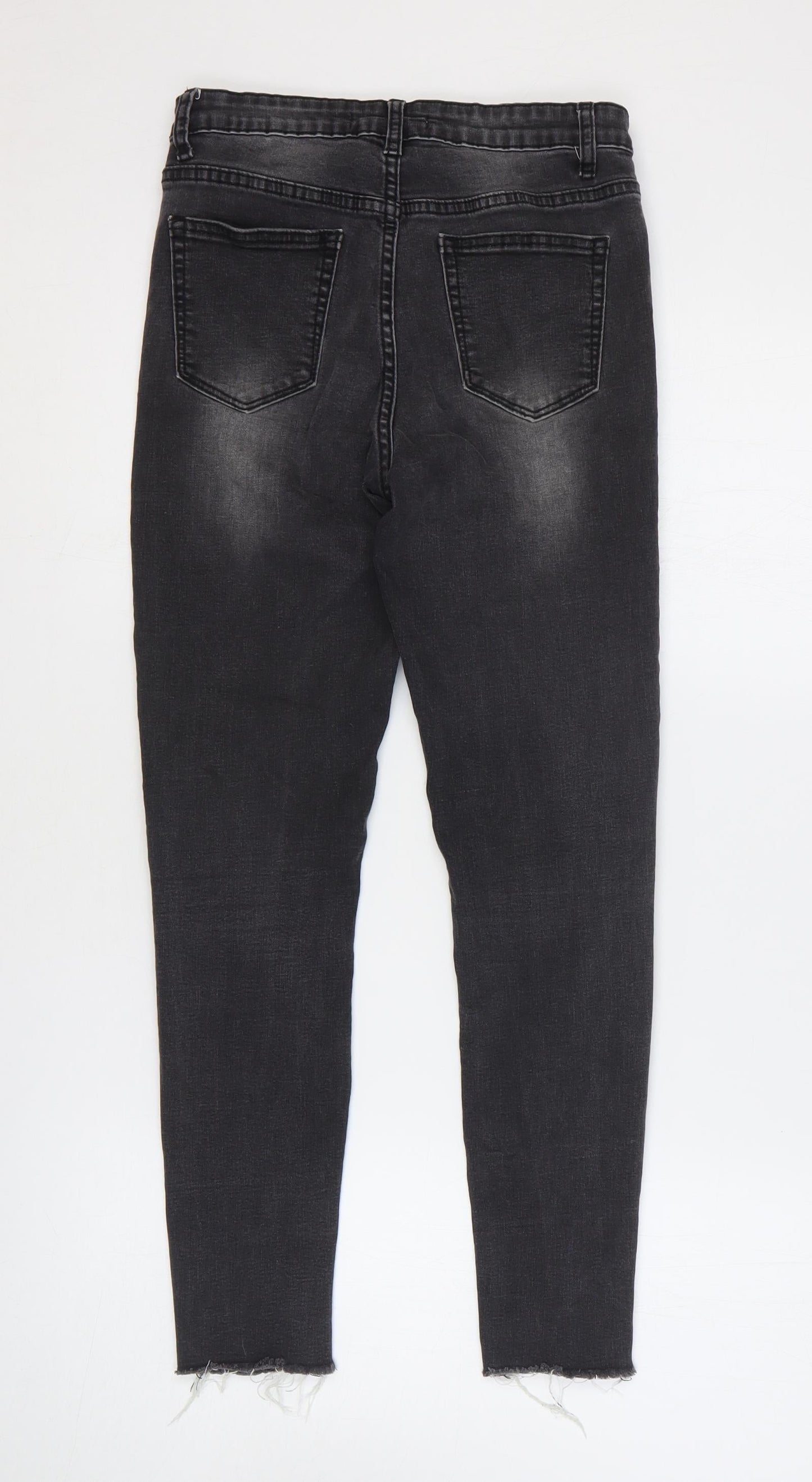 Glamorous Womens Grey Cotton Straight Jeans Size S Regular Zip