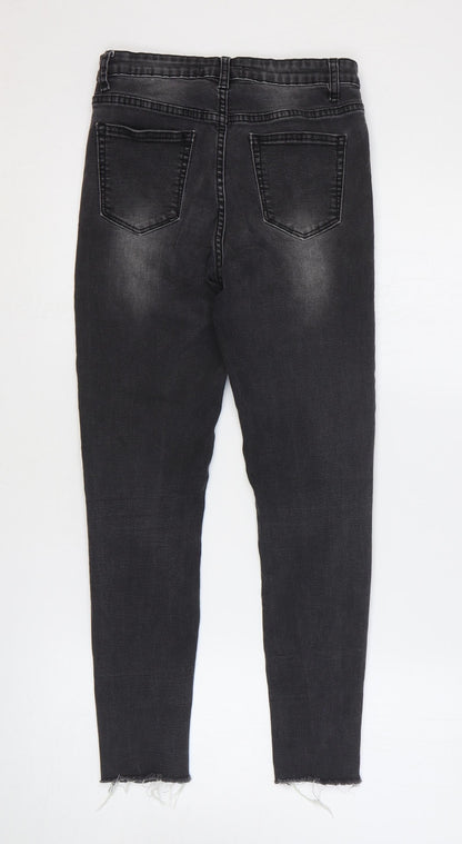 Glamorous Womens Grey Cotton Straight Jeans Size S Regular Zip