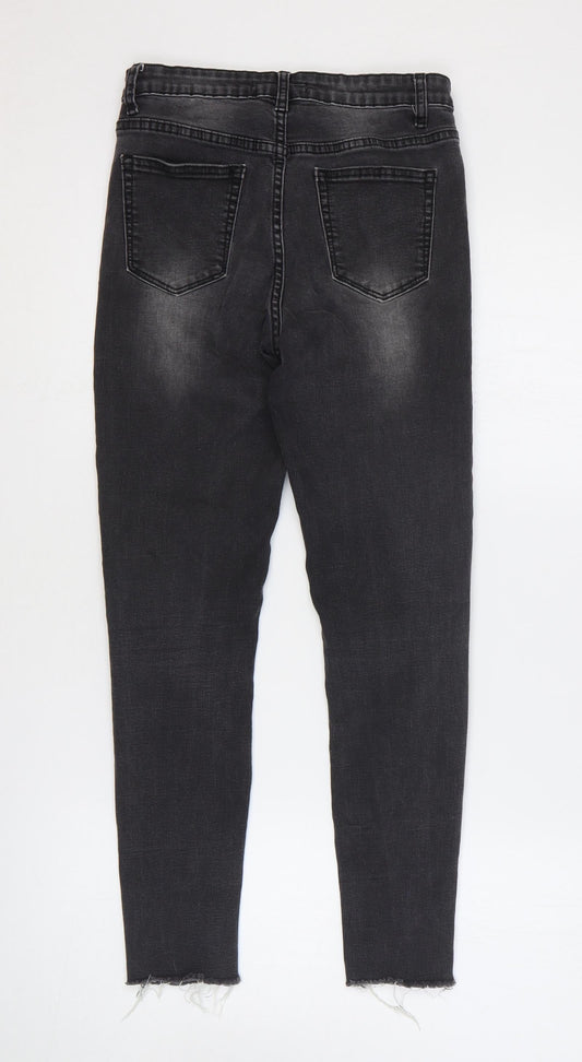 Glamorous Womens Grey Cotton Straight Jeans Size S Regular Zip