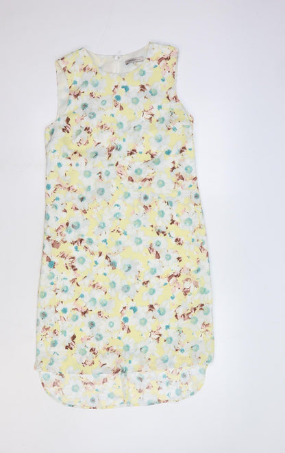 Limited Edition Womens Yellow Geometric Polyester Sheath Size 8 Round Neck Pullover