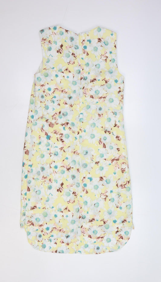 Limited Edition Womens Yellow Geometric Polyester Sheath Size 8 Round Neck Pullover