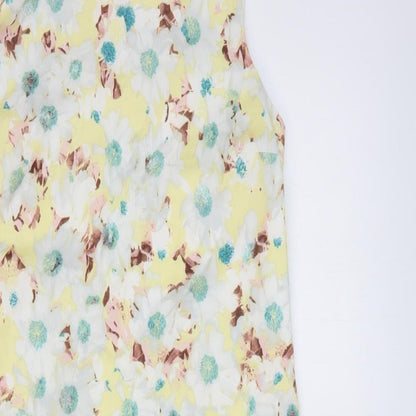 Limited Edition Womens Yellow Geometric Polyester Sheath Size 8 Round Neck Pullover