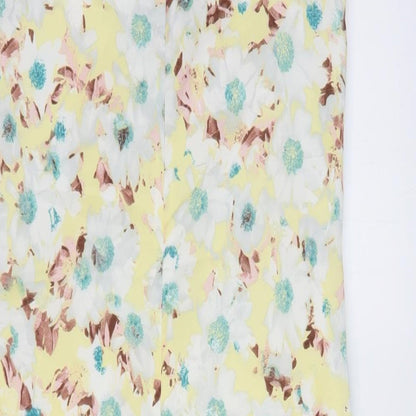 Limited Edition Womens Yellow Geometric Polyester Sheath Size 8 Round Neck Pullover