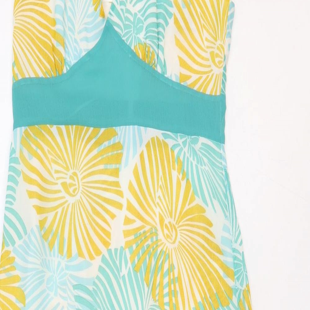 George Womens Blue Geometric Polyester A-Line Size 12 Halter Tie