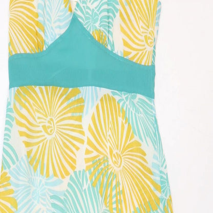 George Womens Blue Geometric Polyester A-Line Size 12 Halter Tie