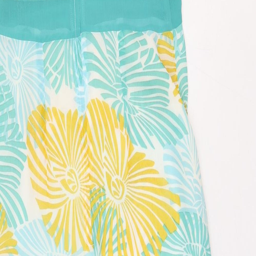 George Womens Blue Geometric Polyester A-Line Size 12 Halter Tie