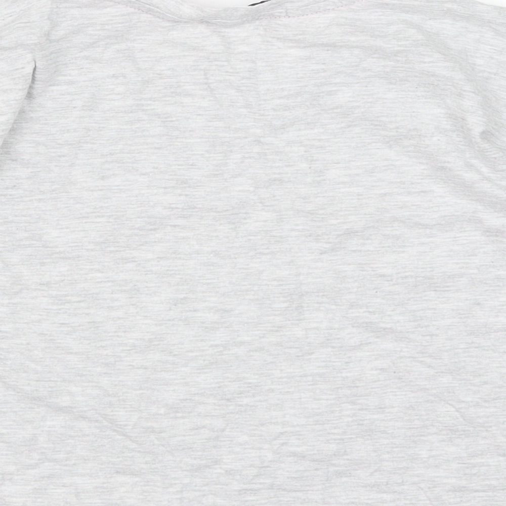 New Look Girls Grey Floral Cotton Cropped T-Shirt Size XS Round Neck Pullover - Positive Vibes