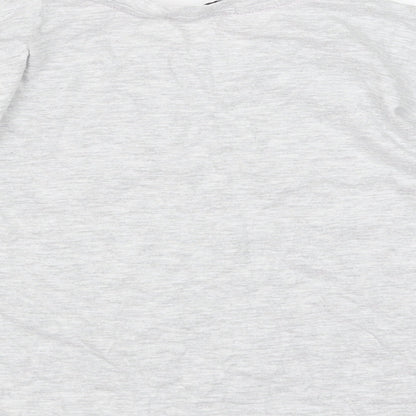 New Look Girls Grey Floral Cotton Cropped T-Shirt Size XS Round Neck Pullover - Positive Vibes