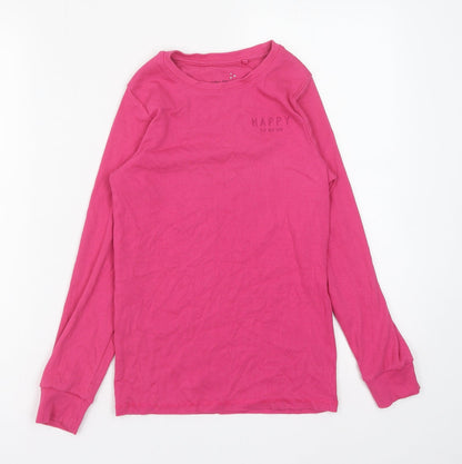 NEXT Girls Pink Cotton Pullover Casual Size 10 Years Round Neck Pullover - Happy To Be ME
