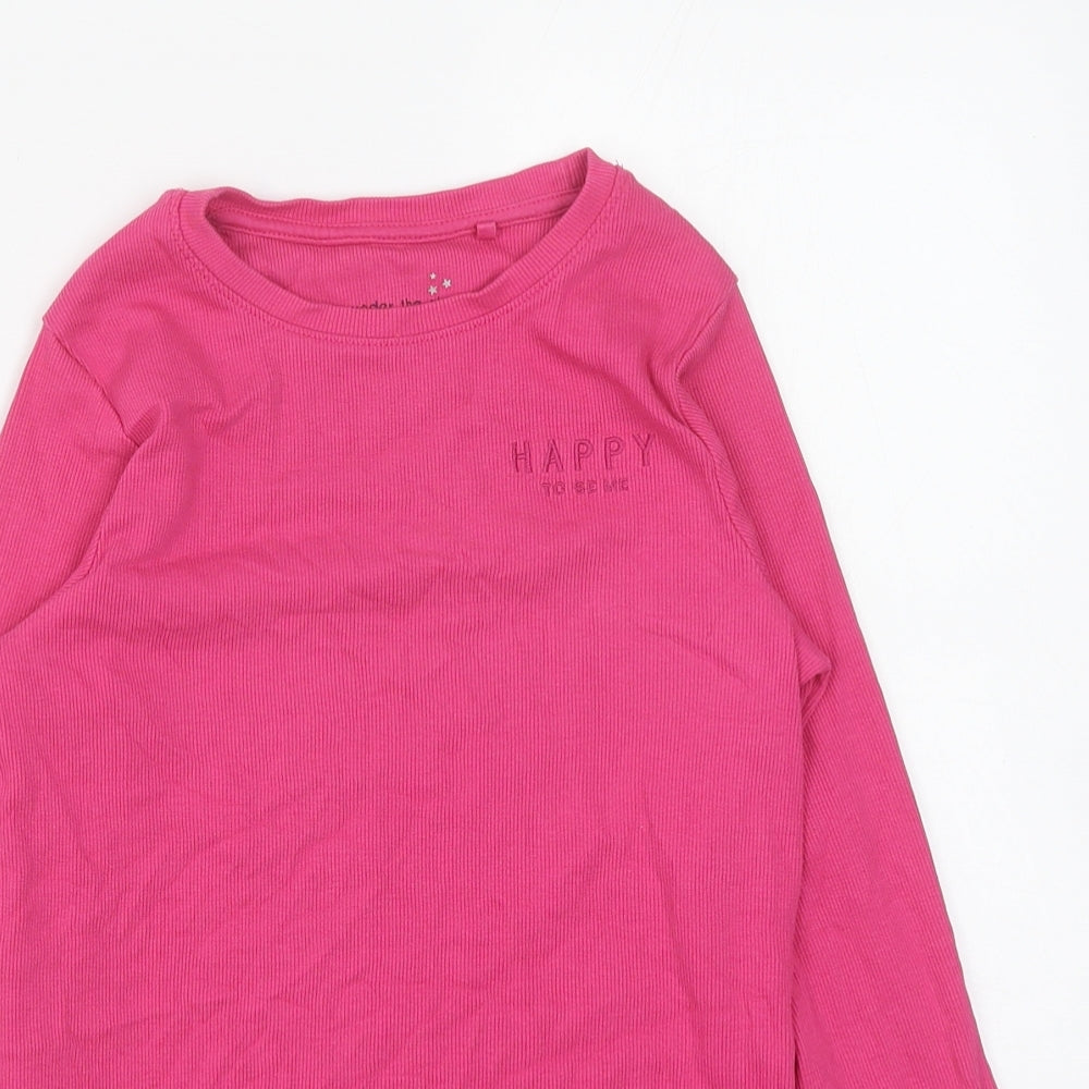 NEXT Girls Pink Cotton Pullover Casual Size 10 Years Round Neck Pullover - Happy To Be ME