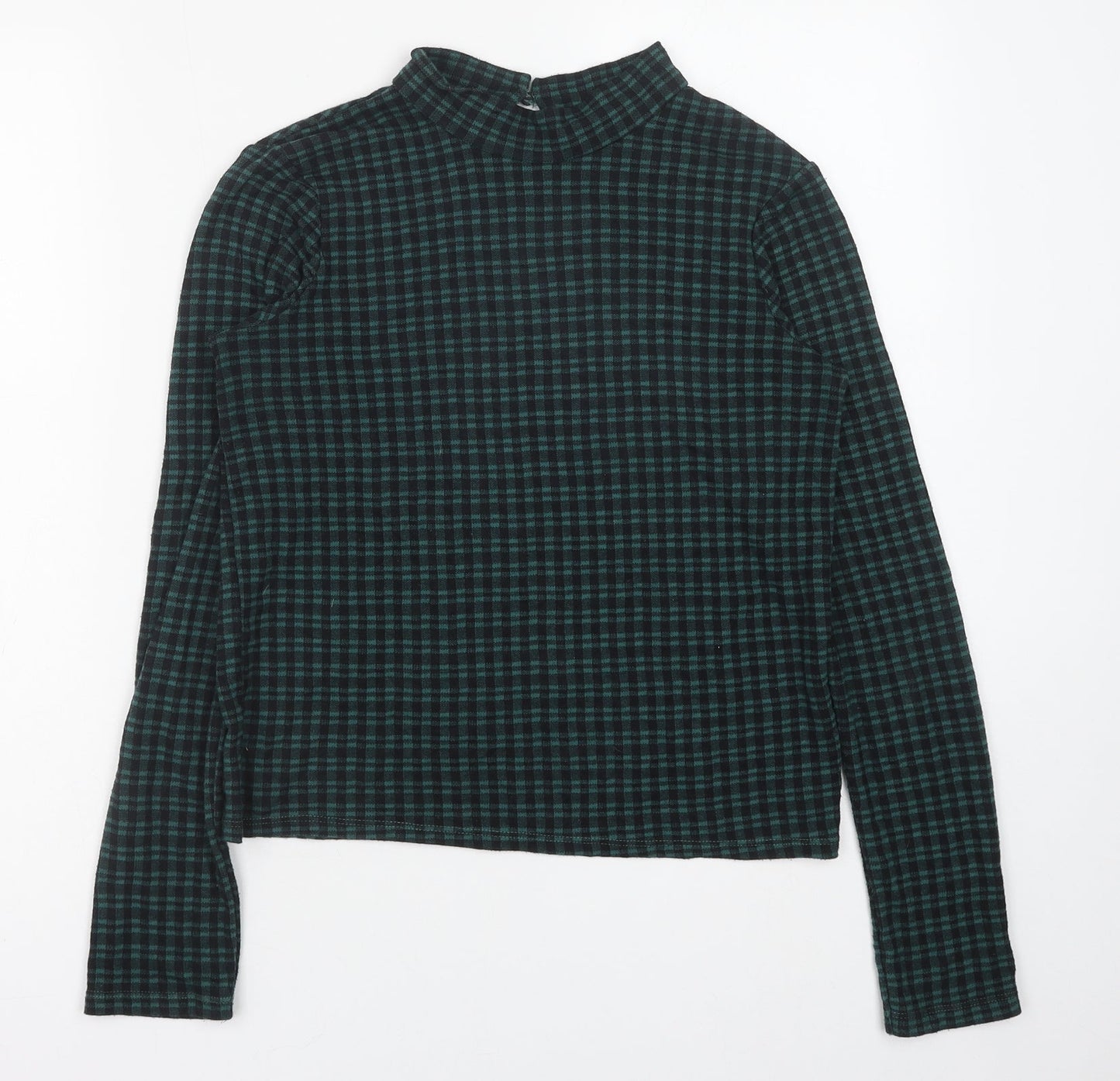 Primark Womens Green Geometric Polyester Basic Blouse Size XS Mock Neck