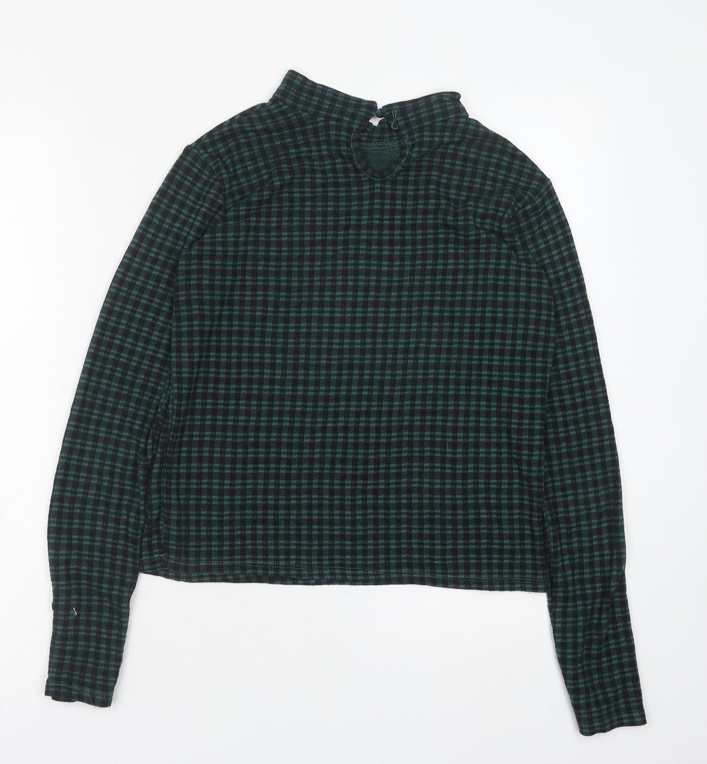 Primark Womens Green Geometric Polyester Basic Blouse Size XS Mock Neck