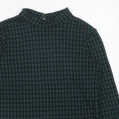 Primark Womens Green Geometric Polyester Basic Blouse Size XS Mock Neck
