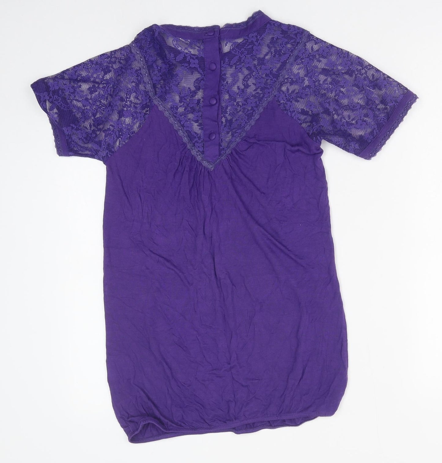 Star Couture Womens Purple Floral Polyester Basic Blouse Size 12 Round Neck