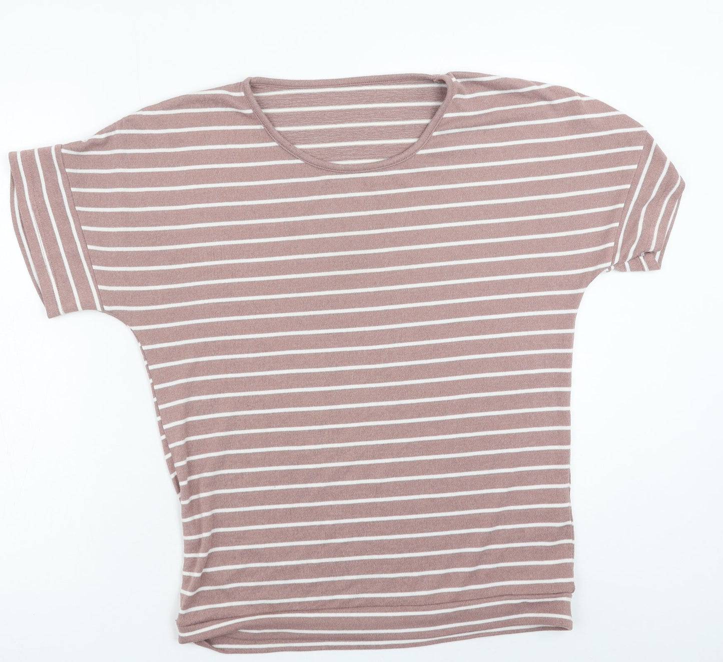 Nutmeg Womens Pink Polyester Basic T-Shirt Size 12 Round Neck