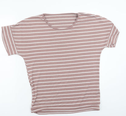 Nutmeg Womens Pink Polyester Basic T-Shirt Size 12 Round Neck