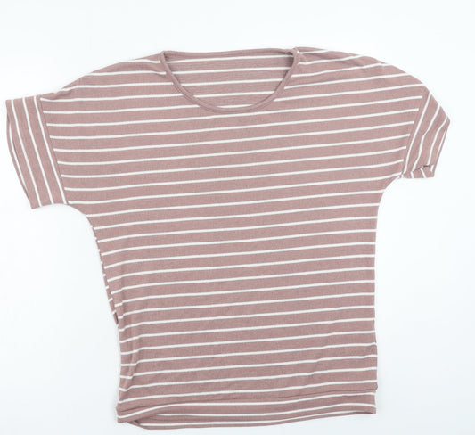 Nutmeg Womens Pink Polyester Basic T-Shirt Size 12 Round Neck