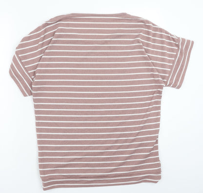 Nutmeg Womens Pink Polyester Basic T-Shirt Size 12 Round Neck