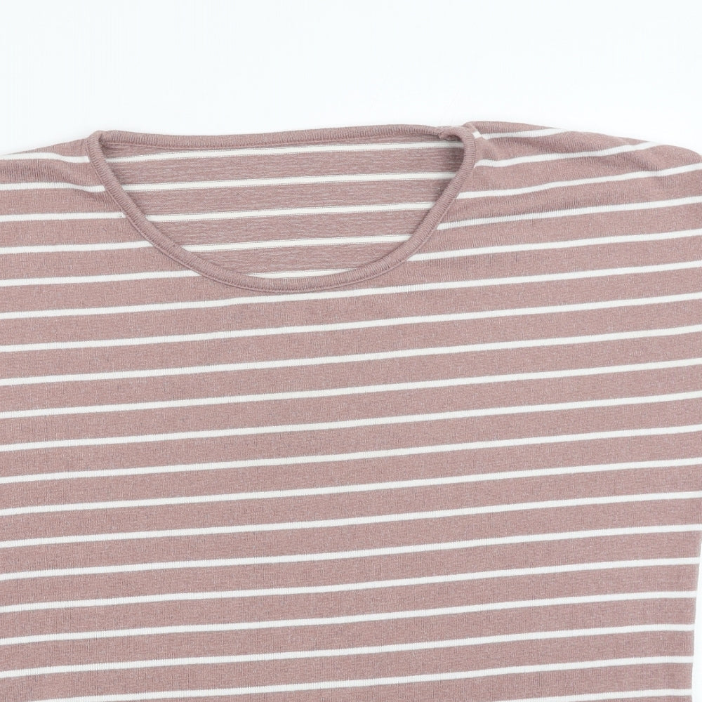 Nutmeg Womens Pink Polyester Basic T-Shirt Size 12 Round Neck