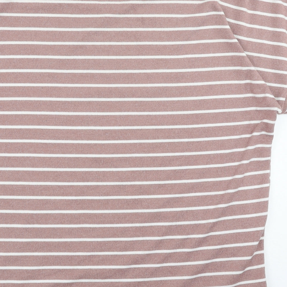 Nutmeg Womens Pink Polyester Basic T-Shirt Size 12 Round Neck